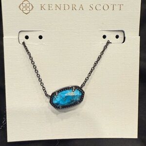 Kendra Scott Black Chain Necklace with Blue Stone NWT